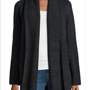 Vince Open-Front Car Coat Hooded Sweater